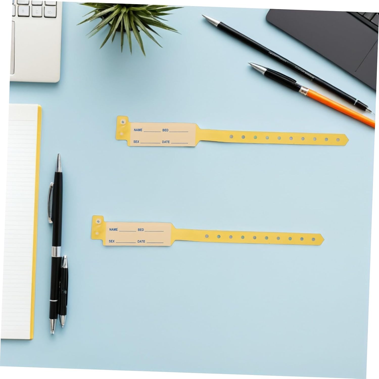 COHEALI Identification Wristbands Disposable Hospital Bracelets Adult Size Yellow 100pcs Patient Id Bands for Hospital Admission and Elderly Nursing