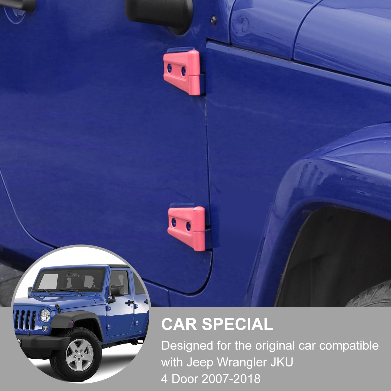 Jimen Compatible with Jeep Wrangler JK & Unlimited 4 Door 2007-2018, 30PCS Car Door Hinge & Hood Hinge Cover Exterior Trim Accessories (Pink)