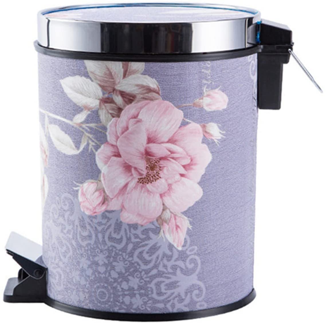 OSCCAR Trash Can Decorative Waste Basket Retro Waste Bins with Pedal and Lid Round Step Trash Can Large