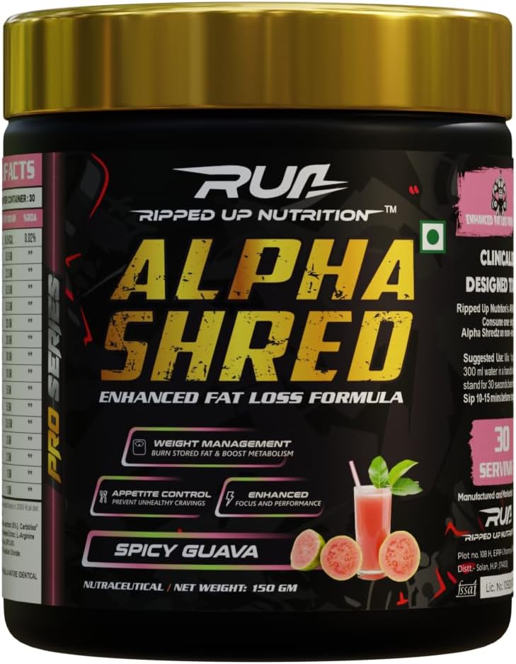 Alpha Shred Fat Burner - 150g, Spicy Guava | With Carbliss® for Blocking Carbs by 40-60% | Weight Management & Metabolism Booster | Enriched with Garcinia Cambogia, Coffee Bean Extra, Caffeine