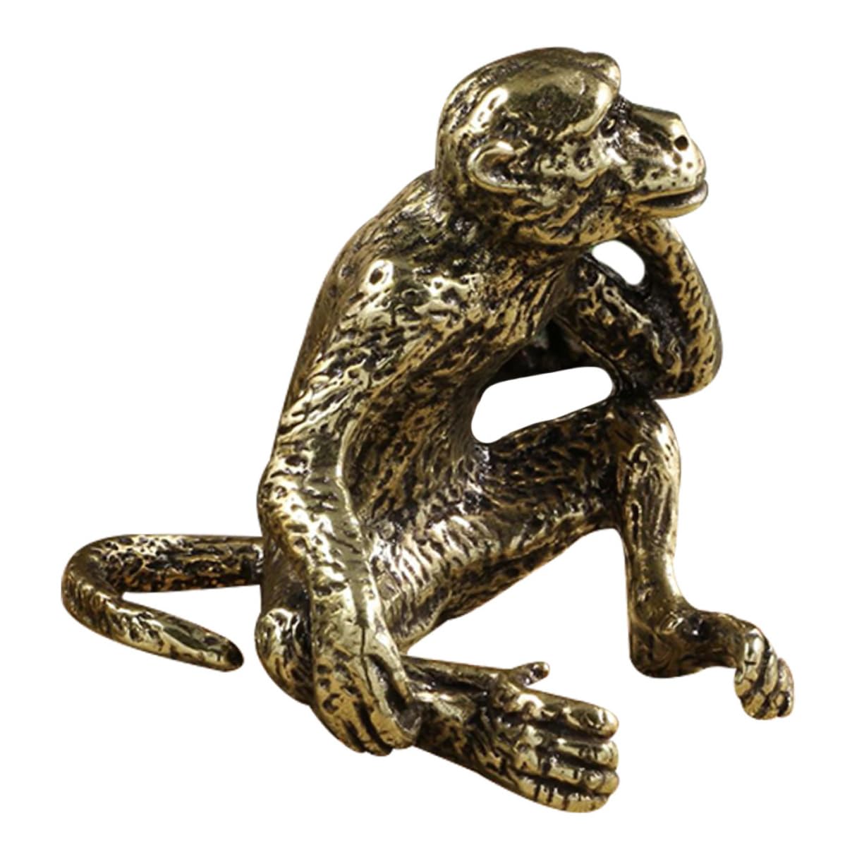 ibasenice 2stücke Vintage Mini Monkey Statue Messing Lifelike Tierfigur Für Schreibtischdekoration Kreative Retro Affenskulptur Perfektes Für Und Sammler