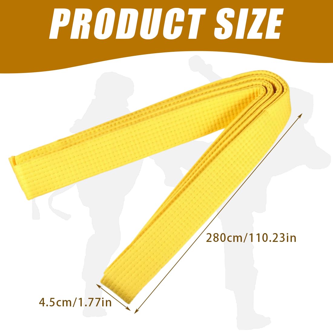 Cinturón de judo y karate de 280 cm, para deportes, artes marciales, cinturones profesionales de taekwondo, cinturón de Aikido, cinturón de tela gruesa para adultos(amarillo)