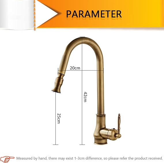 Pull Out Kitchen Sink Faucets Antique Gold Brass Tap Hot Cold Water Mixer Gooseneck Luxury Vintage