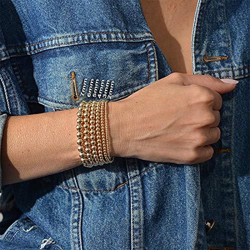 Anela 14kt Gold Filled Bracelet, 3mm Gold Filled Beads, Stretch and Stackable, Waterproof to Swim or Shower, Dainty Woman Bracelet for Everyday Use, Stretch and Stackable, Hand Made in USA - Image 4