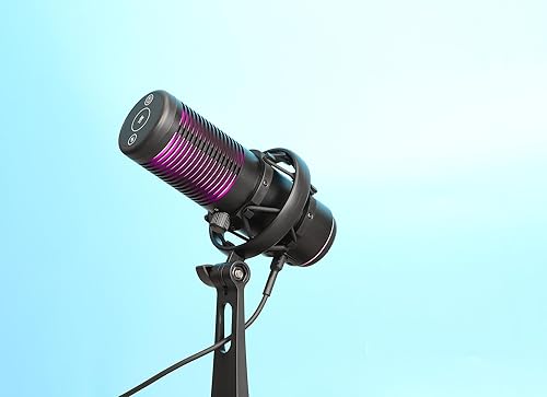 Miniatura 6 de MANHATTAN Micrófono USB RGB para juegos, micrófono condensador con cancelación de ruido para PC, PS4, PS5 y Mac, soporte de choque antivibración,