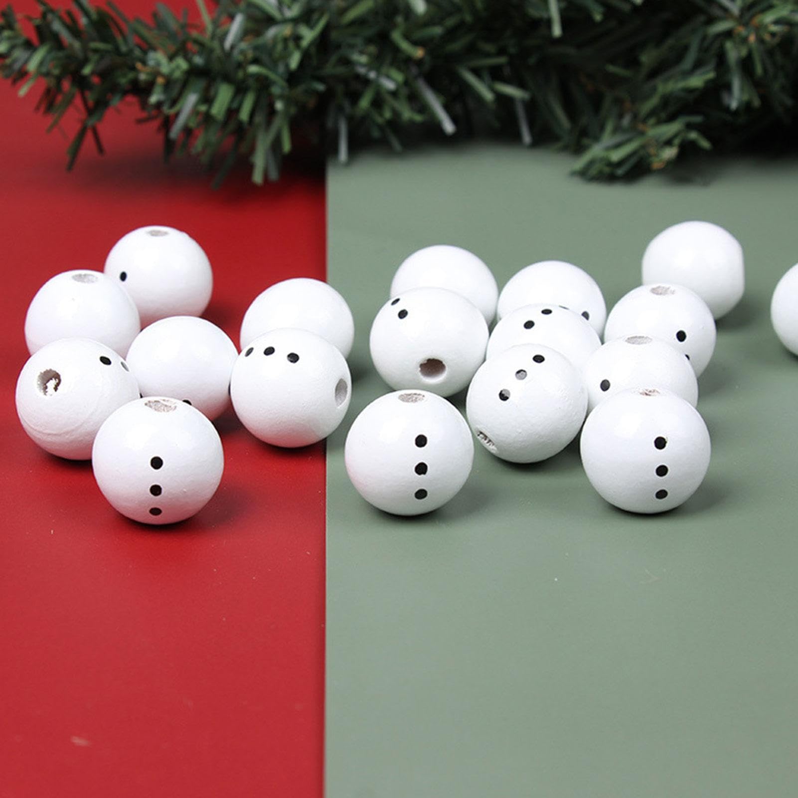 Rifrpha 190 Pezzi Perline di Legno di Natale Pupazzo di Neve di Natale Perline di Legno Sorridenti Set Rotonde Palline di Legno Decorazioni Natalizie Legno per Natale, decorazioni fai da te