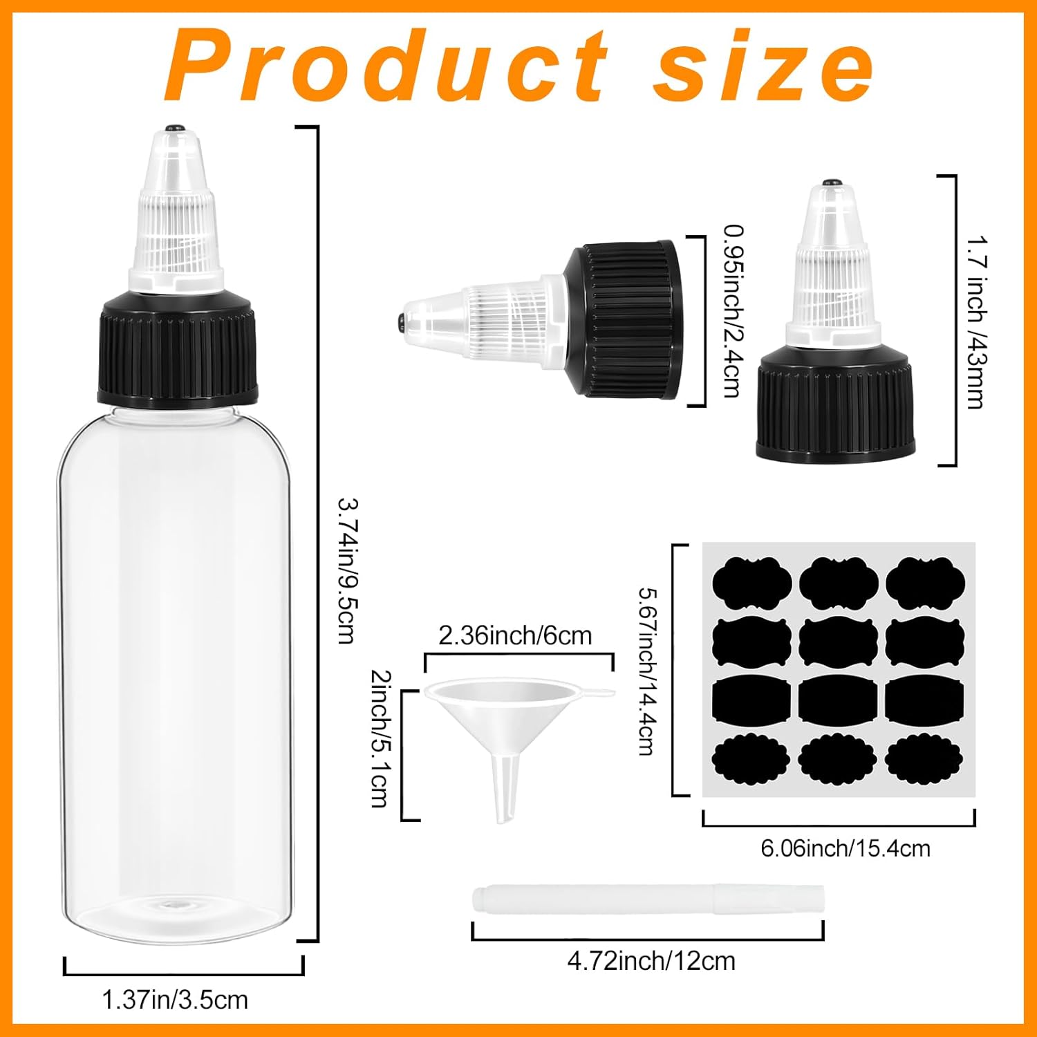 200 Pcs 2 oz Plastic Squeeze Bottles Bulk with Twist Cap Empty Liquids Dispenser Boston Hair Oil Dispensing Bottles for Condiment Essential Oils Hair Applicator