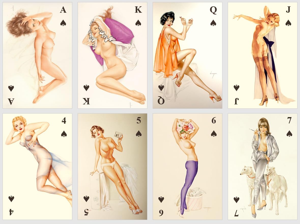 Generic Naked Pin Up Playing Cards Deck. Vintage pin up Girls Cards, Standart Playing Cards Deck. Poker and Bringe Cards