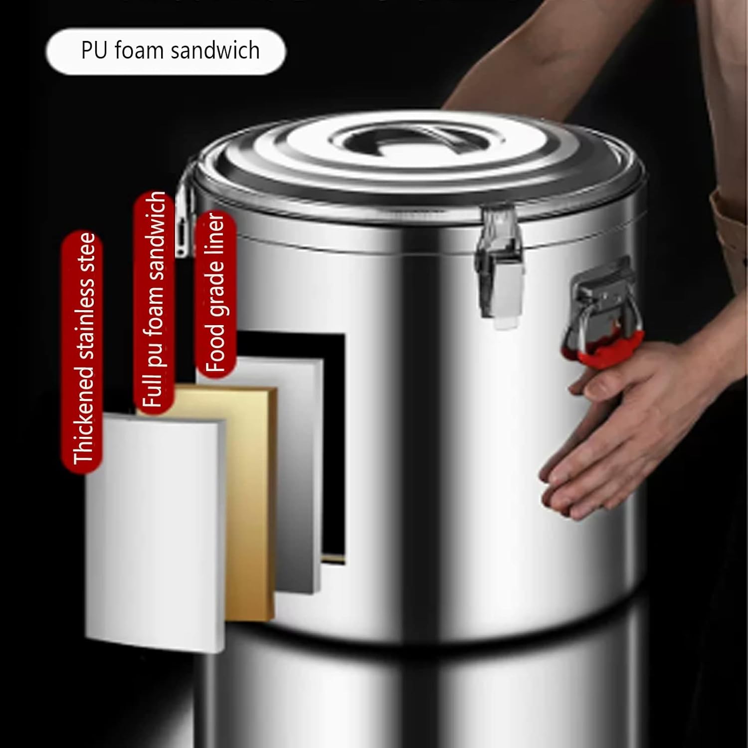 Stainless Steel Insulated BarrelStainless Steel Insulated Barrel, Milk Tea Barrel Large Capacity Juice Bucket Insulation and Cold Preservation for Bar Party Kitchen Picni (Silver 60L) (Silver 40L)