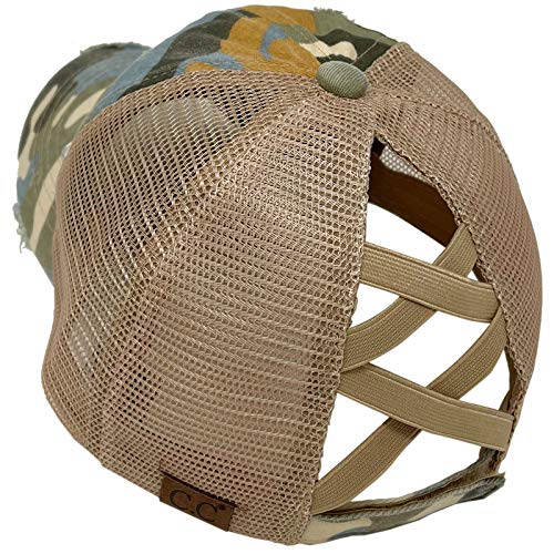 Image of C.C Ponytail Criss Cross Messy Buns Ponycaps Baseball Cap Dad Trucker Mesh Hat