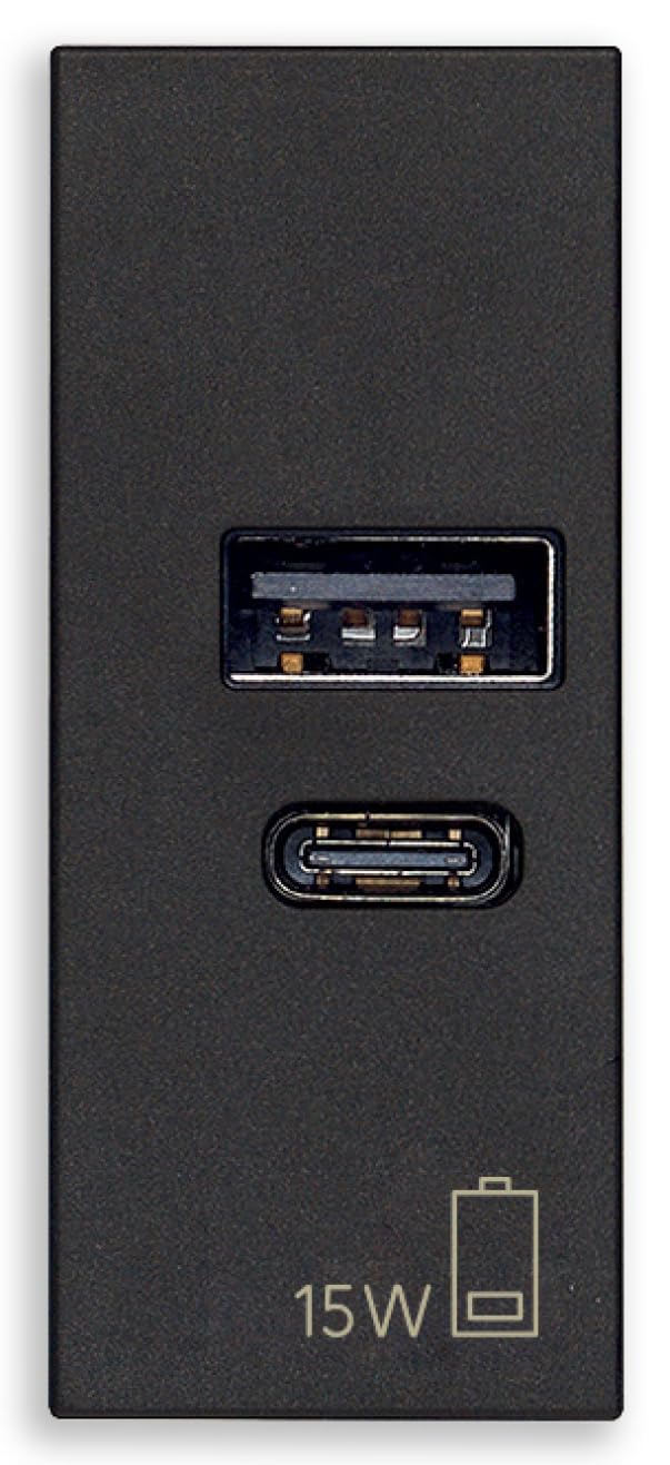 Vimar PRESA USB LINEA A+C 15W 3A 5V NERO 1 MODULO