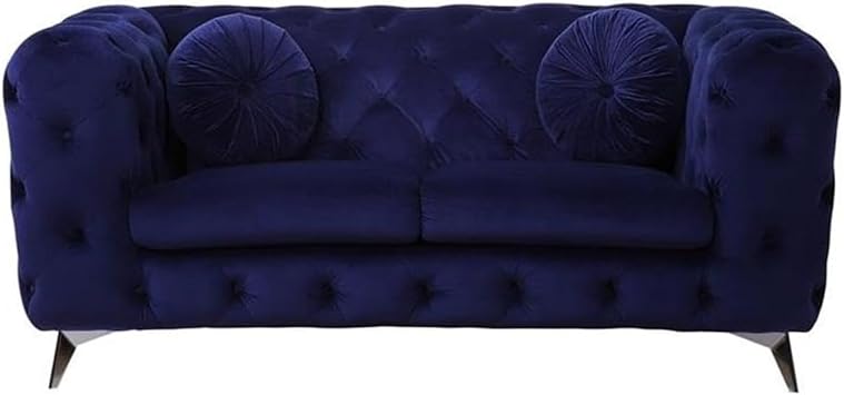 Atronia Loveseat Blue Fabric Upholstered Durable Modern Transitional Living Room Furniture Compact Two Seater Elegant Accent Sofa Stylish Premium Home Decor Seating Contemporary Design
