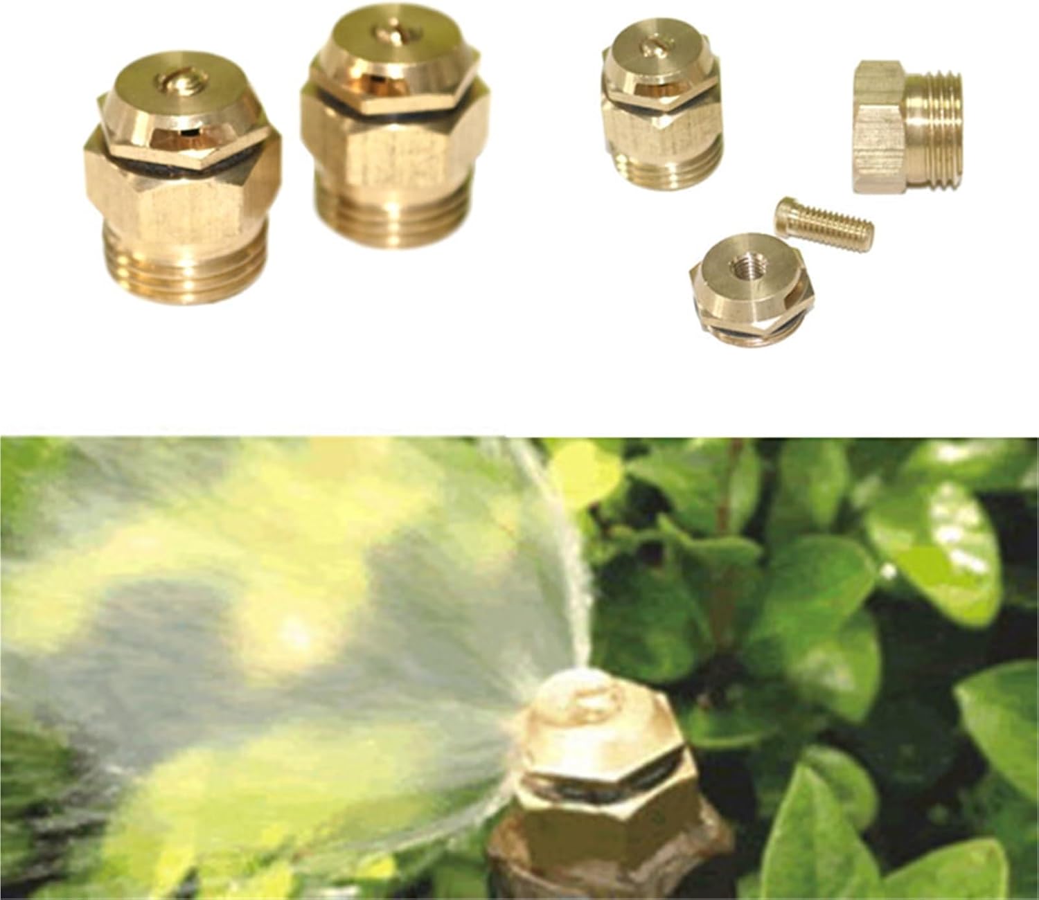 2Pcs 180° Brass Refraction Nozzle 1/2" Male Thread Misting Sprinkler Garden Flower Vegetable Nebulizer Sprayer for Garden, Patio, Greenhouse