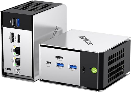 GMKtec Mini PC M8 Desktop Computer AMD Ryzen PRO 6650H (6C/12T 4.50Ghz) Dual NIC LAN 2.5GbE, 16GB LPDDR5 RAM + 512GB Hard Drive PCle SSD, Oculink, USB4, HDMI, USB-C