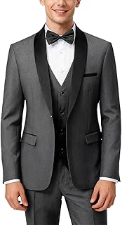 Mens 3 Piece Suit Slim Fit Dress Tux Suits for Men Solid Color Wedding Classic Tuxedo Set