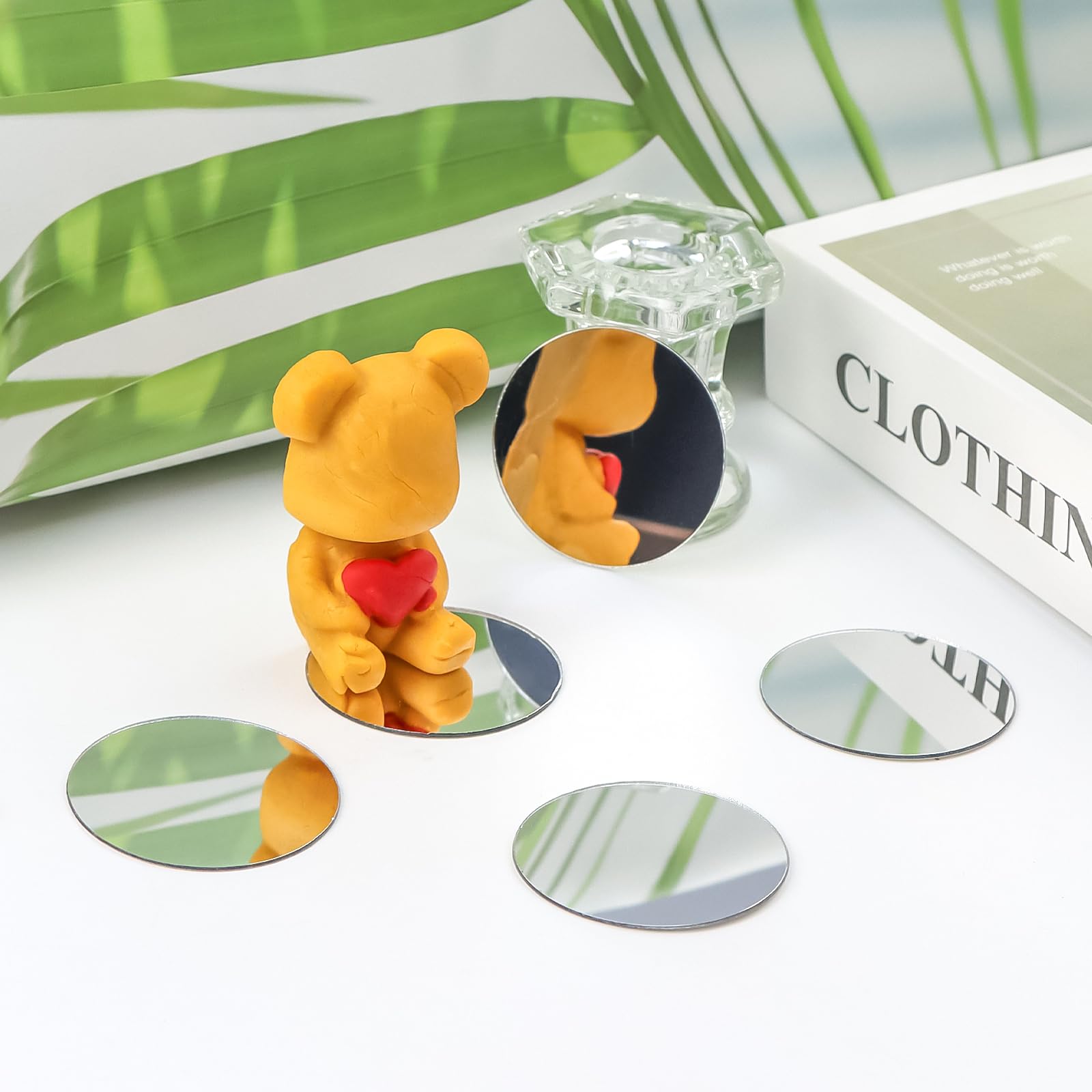 Okrągłe lustro akrylowe 5 cm samoprzylepne lustro małe rzemiosło lustrzane płytki mini naklejki ścienne naklejki ścienne naklejki na lustra ścienne arkusze do dekoracji wnętrz DIY rzemiosło