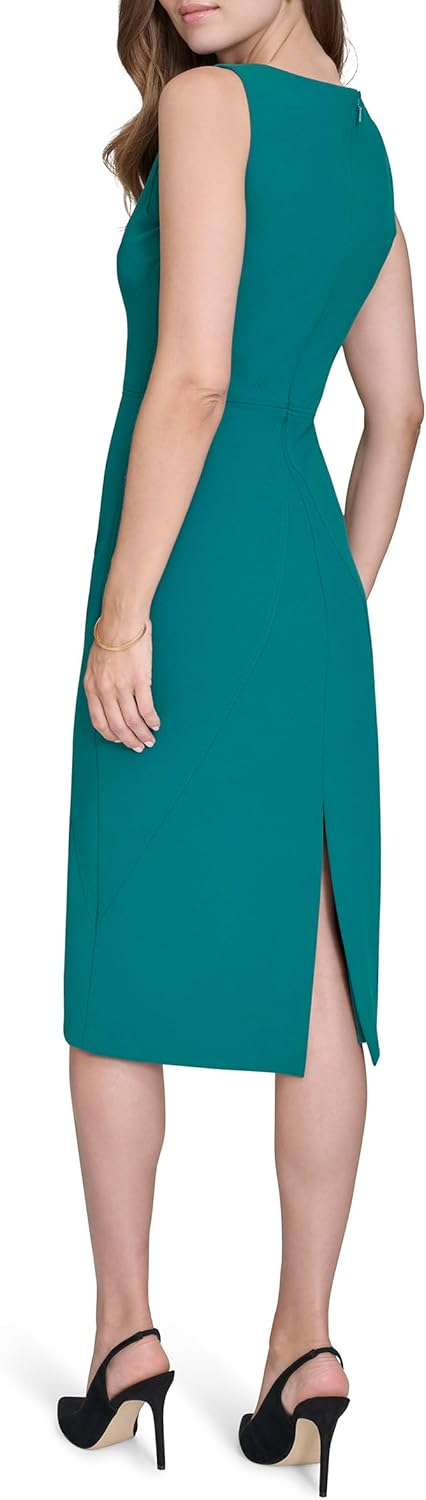 HALSTON Womens Sleeveless Round Neck Midi Dress - Image 4