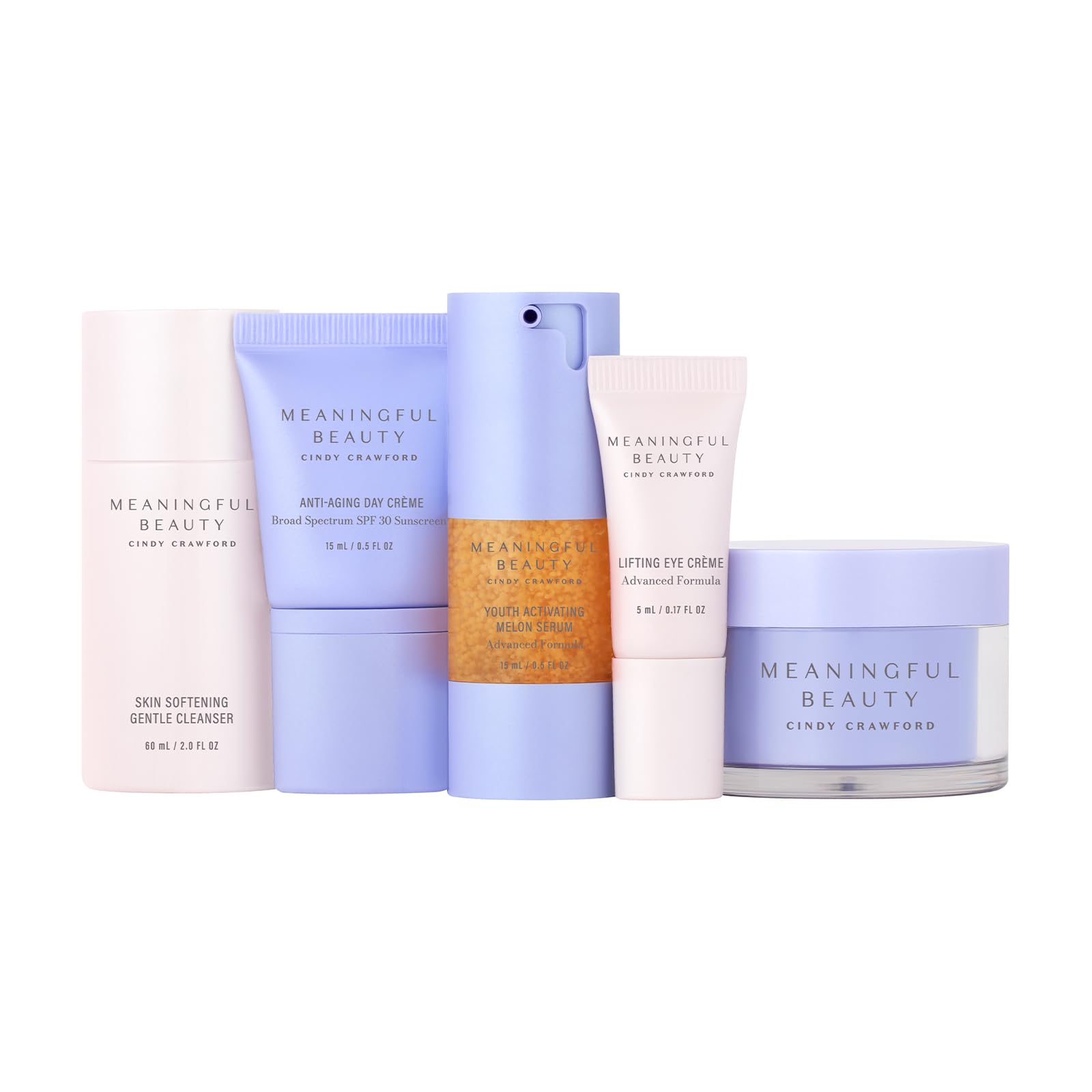 Meaningful Beauty Essentials Skincare System Advanced Formula Starter Kit, with Melon Super Antioxidants, Includes Youth Activating Melon Serum, Day Creme & Eye Cream for Younger-Looking Skin