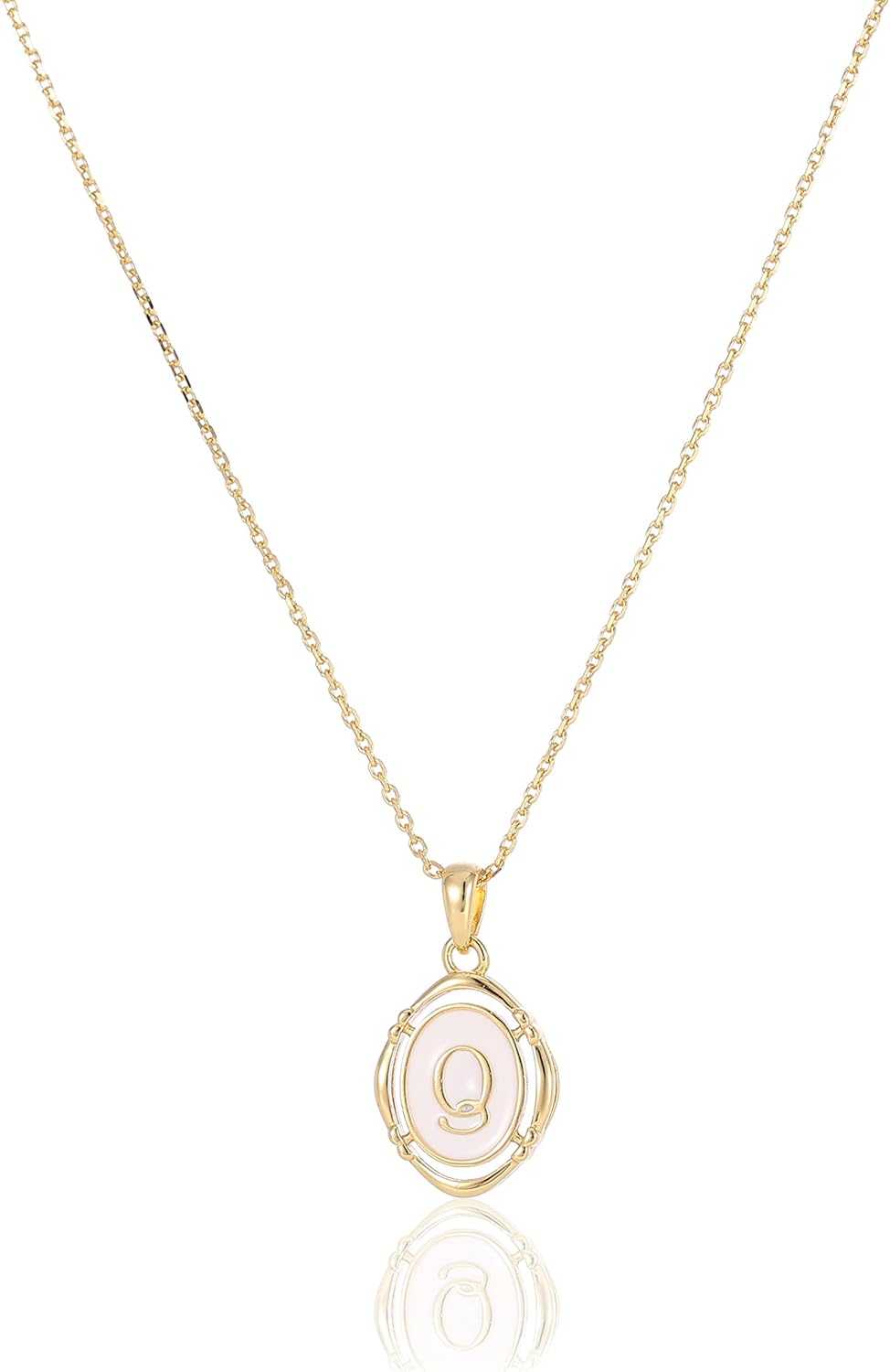 CAITLYNMINIMALIST Initial Pendant Necklace Custom White Enamel Gold Letter Charm Personalized Gift for Women