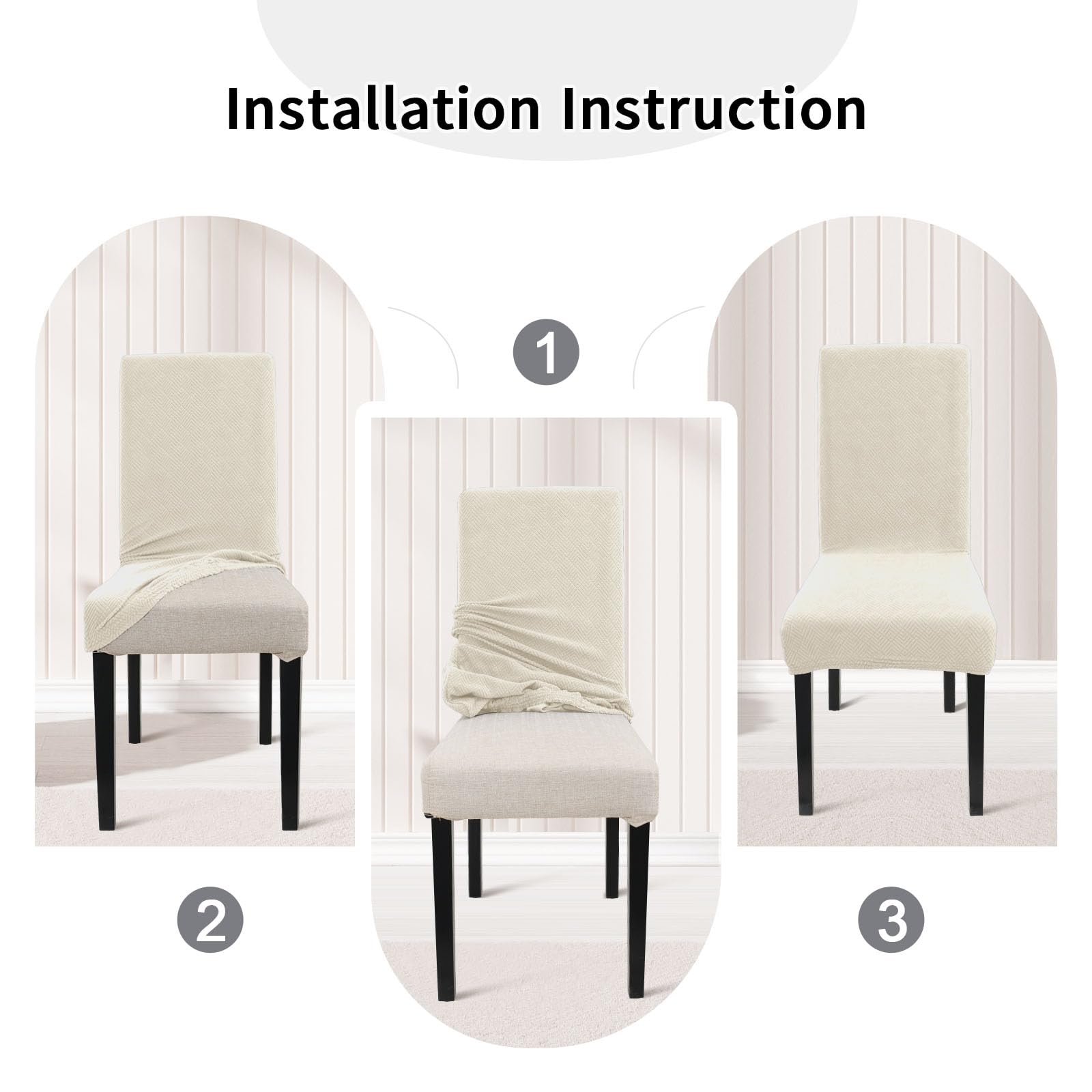 YSTELLAA Housse De Chaise 2 Pieces, Extensible Housse De Chaise Salle À Manger, Protection Chaise Housse Moderne Universel, Protege Housse Chaise, Housse Chaise Amovible Lavable, Blanc Crème
