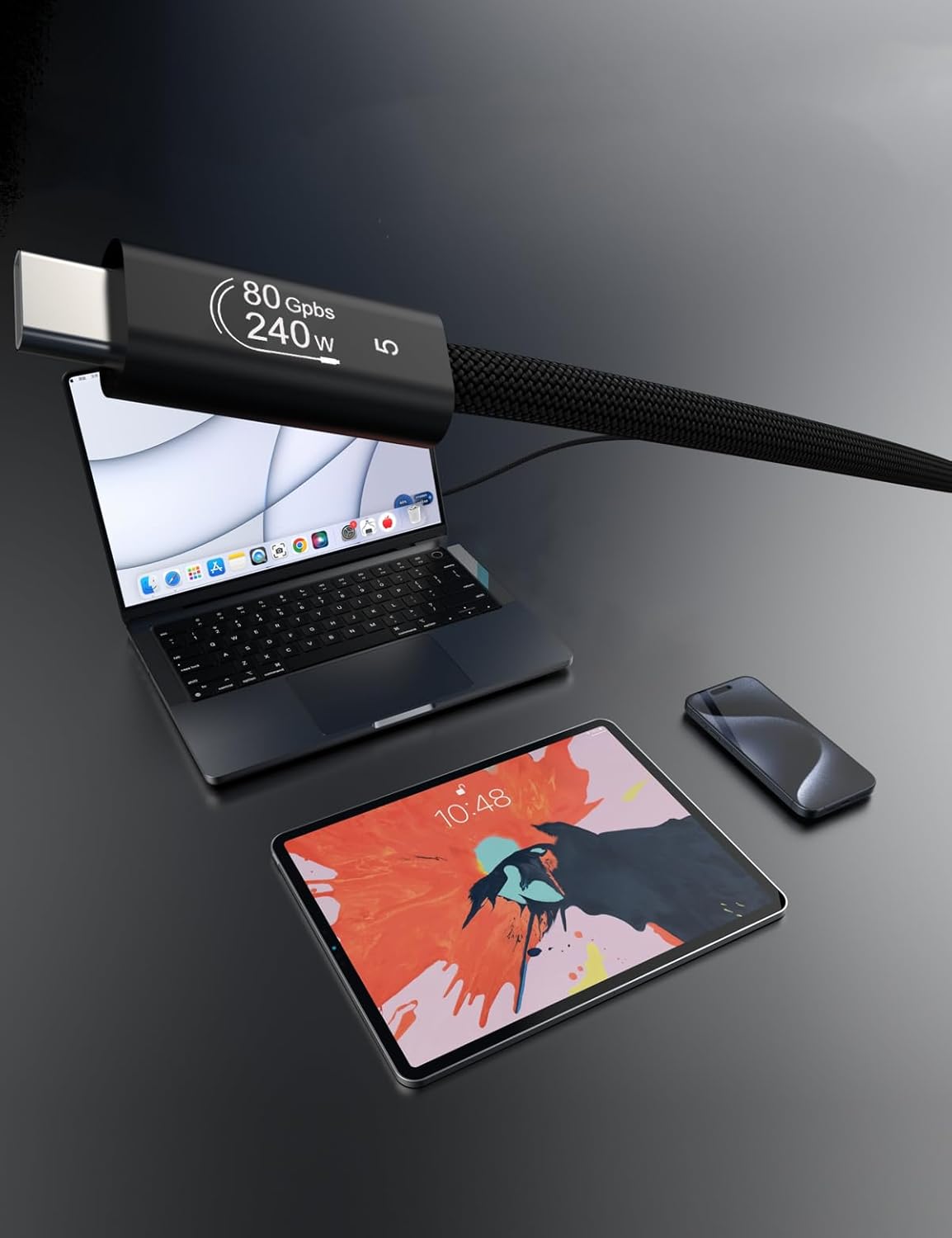 USB 4 Cable for Thunderbolt 5 Cable,80Gbps USB C to USB C Cable with up to 120Gbps Bandwidth Boost,240W Charging and 16K/8K Displays,Compatible with Thunderbolt 4/3 iphone16/17 (9.8FT)