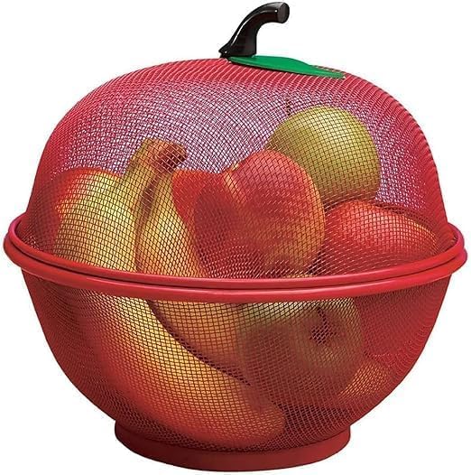 YUVEIN ENTERPRISES Apple Shape Net Fruits Basket for Kitchen Fruit Basket with Net Cover, Vegetables & Fruit Bowl for Dining Table, Fruit Storage Basket with lid (Red Color) (B0CMWWTYF7) Amazon Price History, Amazon Price Tracker