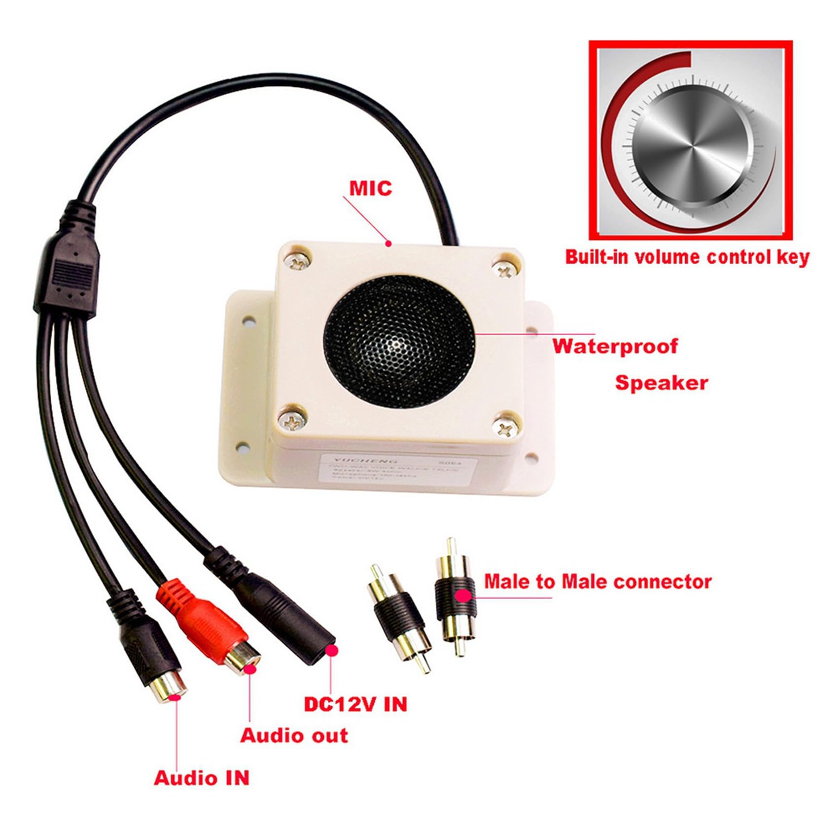 5X Micrófono Impermeable Altavoz en 1 Dispositivo para Cámara de Seguridad Exterior para Cámara IP Grabación de Audio Interfono Bidireccional