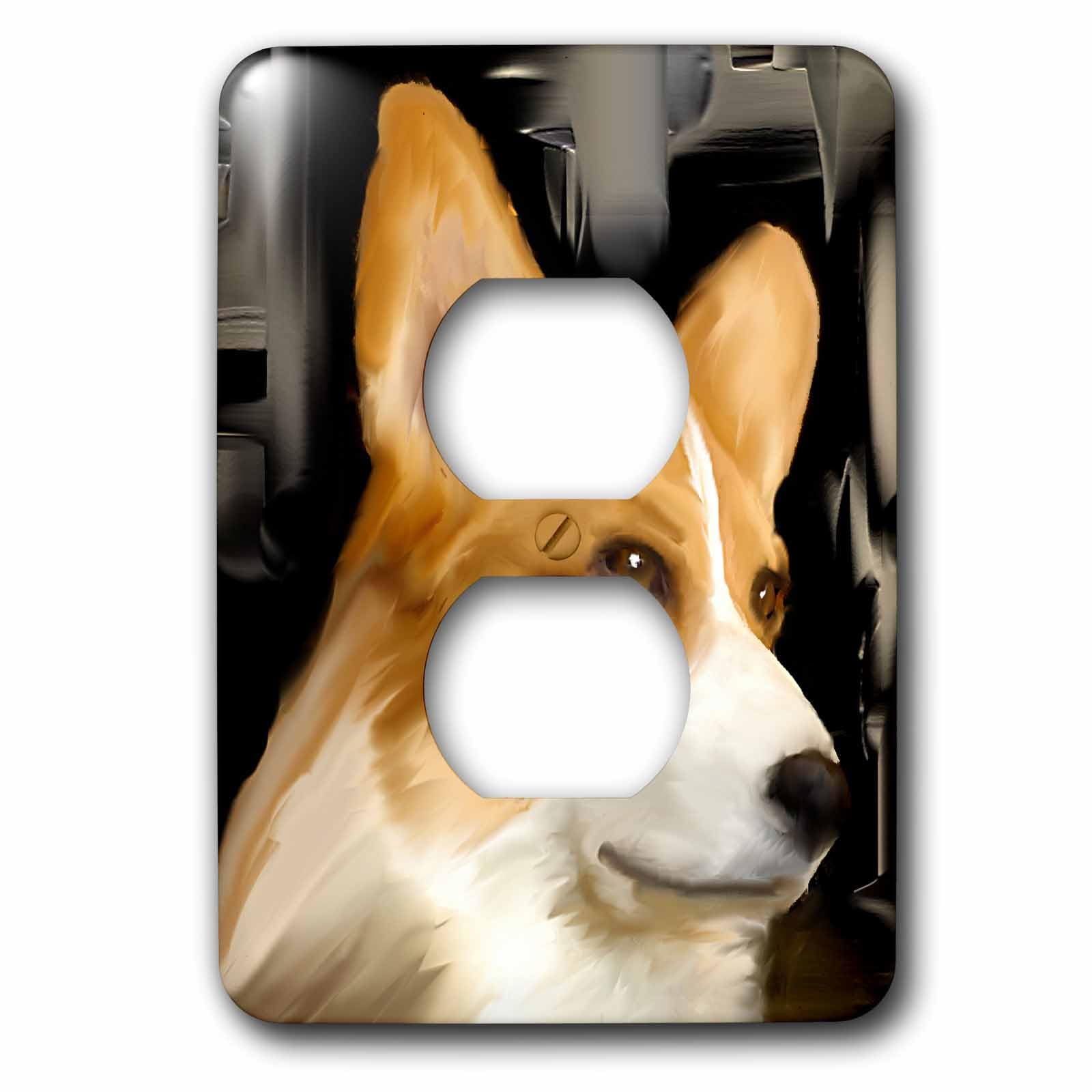 Cache de prise Corgi double plaque decorative pour interrupteur mural