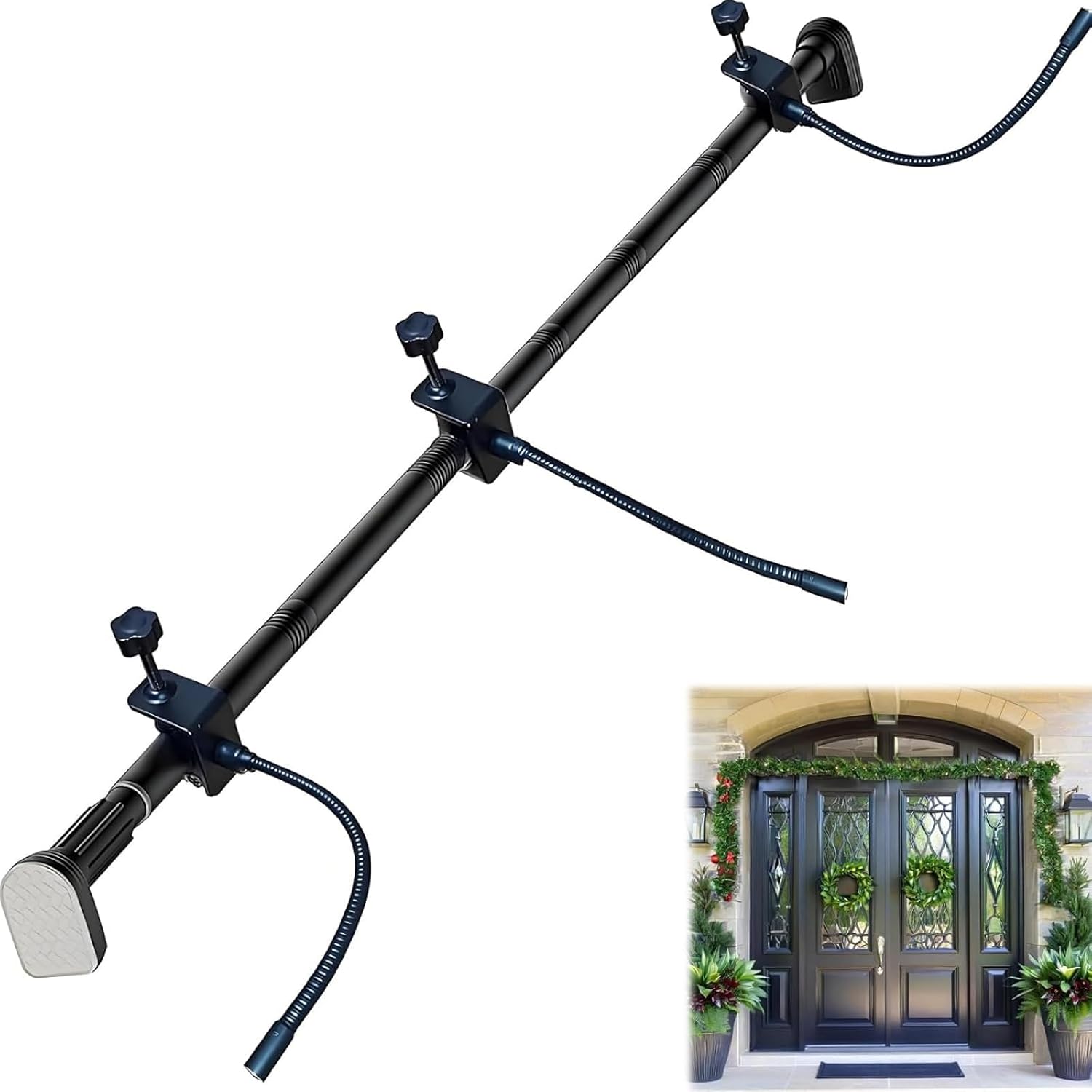 Garland Hanger for Door Frame, Adjustable Holiday Double Door Garland Hangers, Adjustable Fits 32"-80" Doors, Holds Up to 20 lbs, Christmas Halloween Wreath Light Decoration Hanger (71"-80")