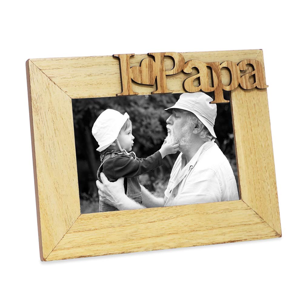 Isaac Jacobs("Papa" 10cm x 15cm , Natural) - Natural Wood Sentiments Papa Picture Frame, 10cm x 15cm
