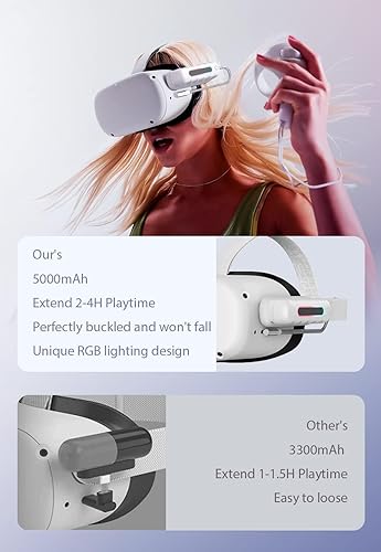 Miniatura 4 de Paquete de batería para Oculus Quest 2, accesorios para auriculares Oculus Quest 2, 5000mAh Extended Power Compatible con Meta Quest 2 Oculus