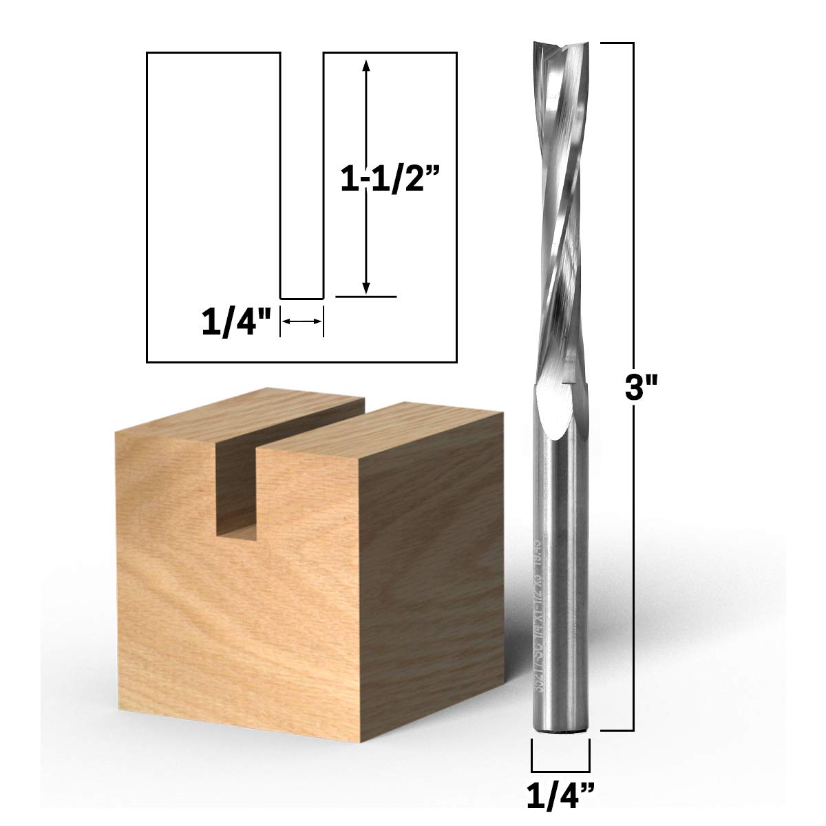 YONICO Upcut Router Bits Spiral 2 Flute Solid Carbide CNC Slow Helix End Mill 1/4-Inch Dia 1/4-Inch Shank 35217-SC