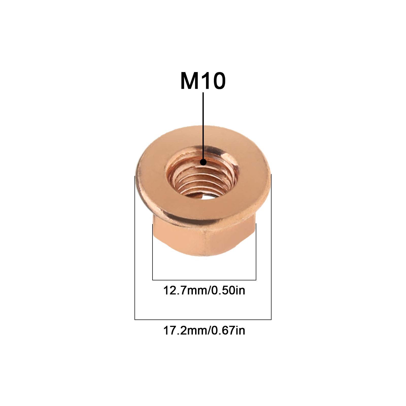 Amazon.com: SING F LTD 20Pcs M10 Exhaust Manifold Hex Nuts Copper  