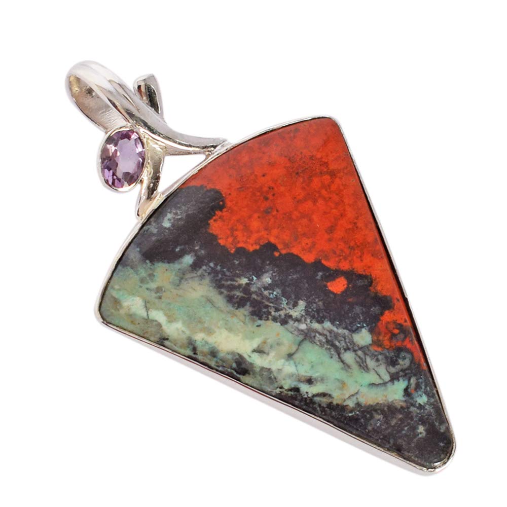 Pendentif en argent et cuprite naturelle rouge, le cadeau bohème idéal