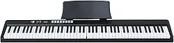VEDO Piano Digital Dobrável 88 Teclas Semi-Pesadas com Pedal de Sustenção e Bolsa, Teclado Portátil Full Size para Iniciantes, Adultos e Crianças, Alto-Falantes Embutidos, Conexão APP, Ideal (Preto)