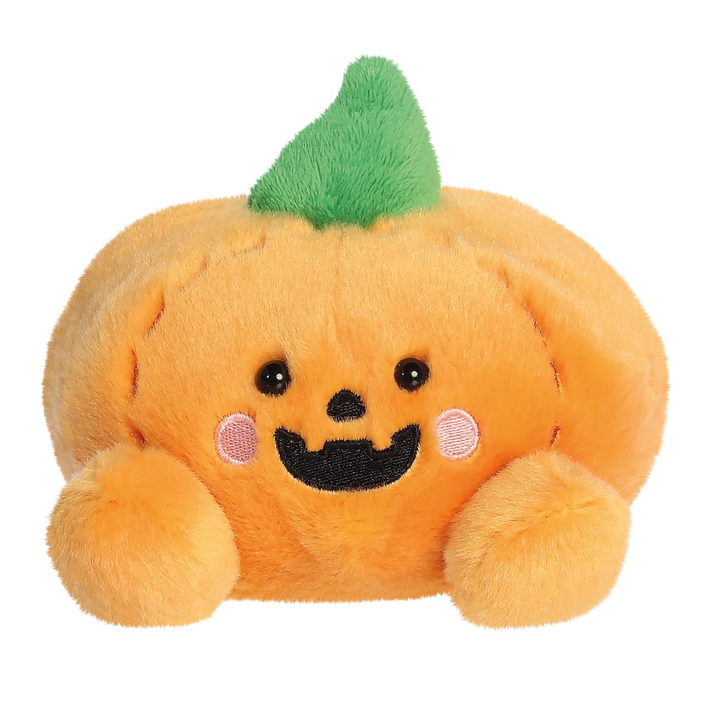 Aurora-13594-Palm Pals Wisp Jack O'Lantern Soft Toy 13cm - Fun Collectable Plush for Kids and Adult Collectors - Perfect for Halloween Decorations and Gifts - Orange