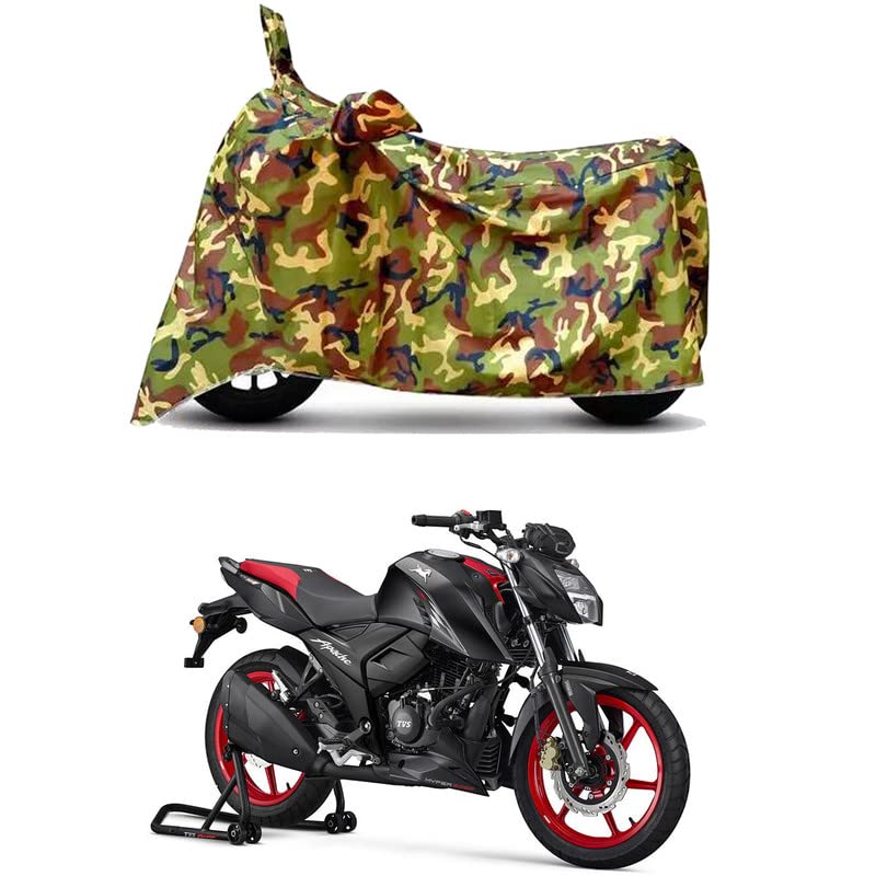 Image of Waterproof 100% PVC Coated Bike Scooty Two Wheeler Body Cover Compatible for TVS Apache RTR 160 4V ABS /UV-Rays /Heat Protection /Birds Dropping /Scratchproof /Dust Proof /All [6X6 Jungle Print]