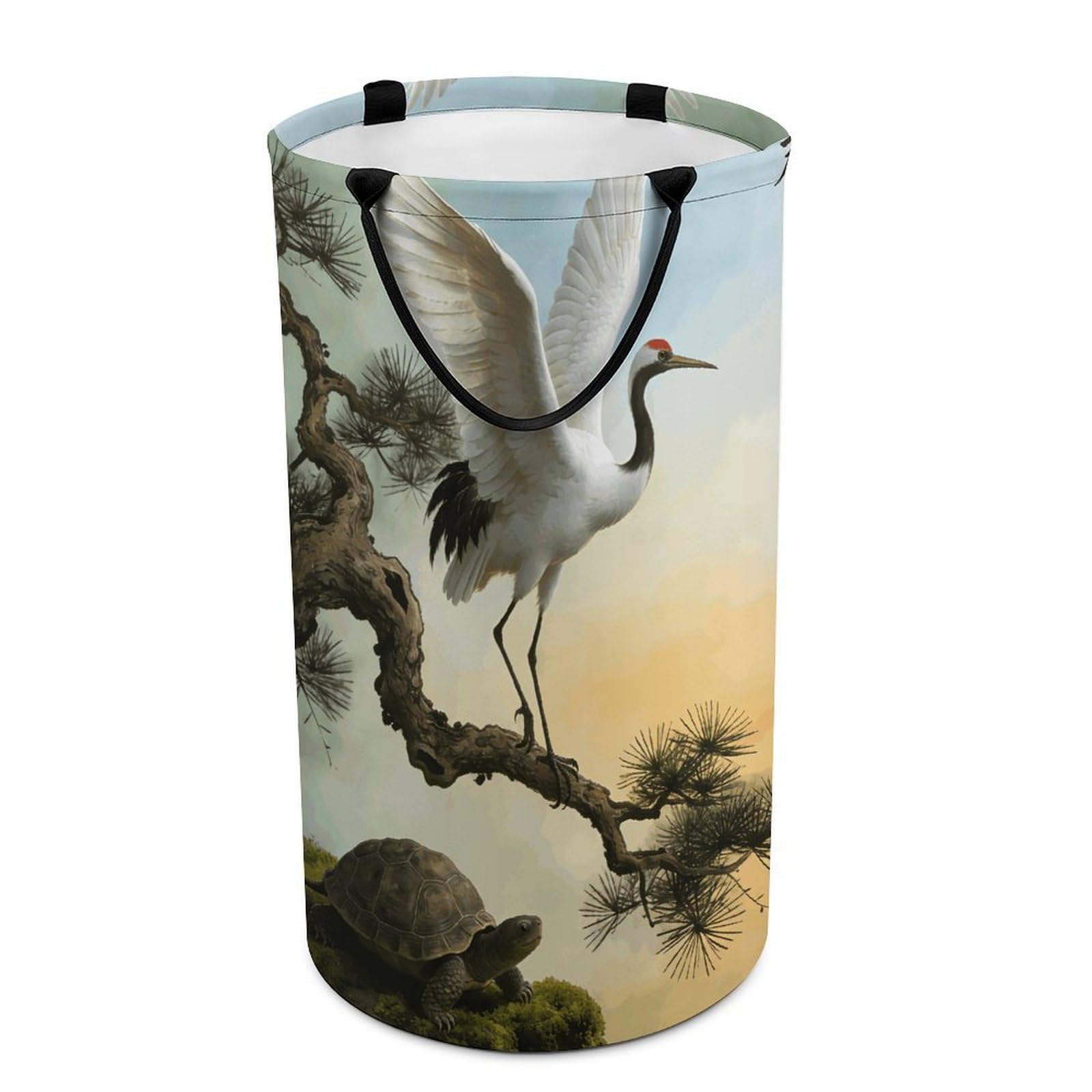 Fodpand Style Longevity With Peacocks Laundry Basket With Handle Foldable Laundry Hamper Narrow Laundry Bag For Bedroom, Bathroom, Laundry Room 15.7X27.2 In