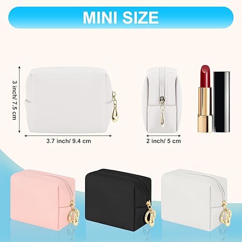 Vista 29 de Desing Wish Mini bolsa de maquillaje con llavero, estuche portátil para lápiz labial, bolsa de piel sintética, pequeña bolsa de cosméticos de viaje