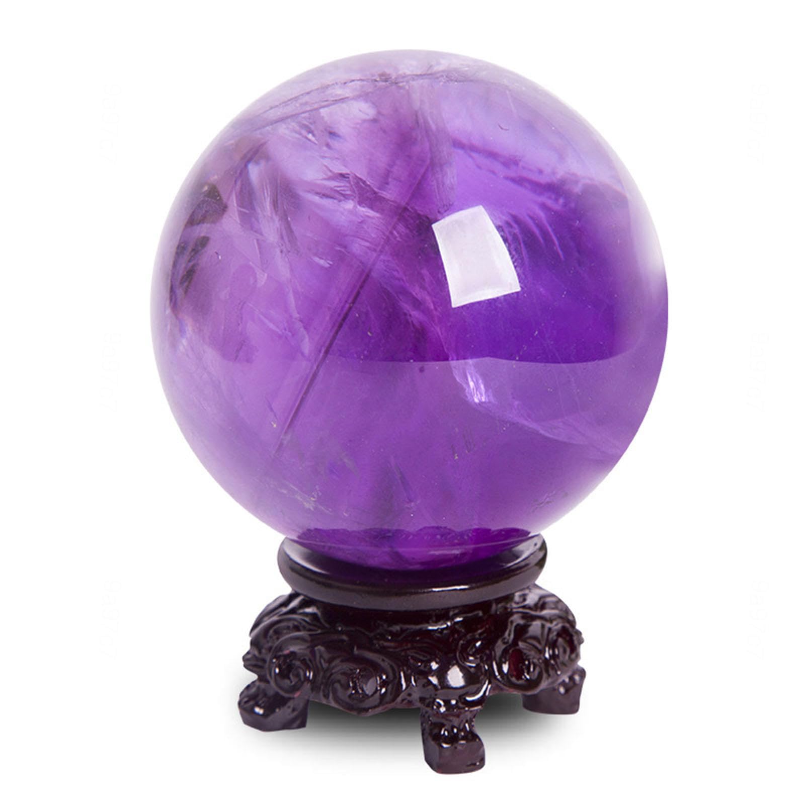 PKNVKZIDK Amethyst Ball Quartz Crystal Sphere Polished Divination with Stand Decorative Crystals for Feng Shui Fortune Telling,100mm