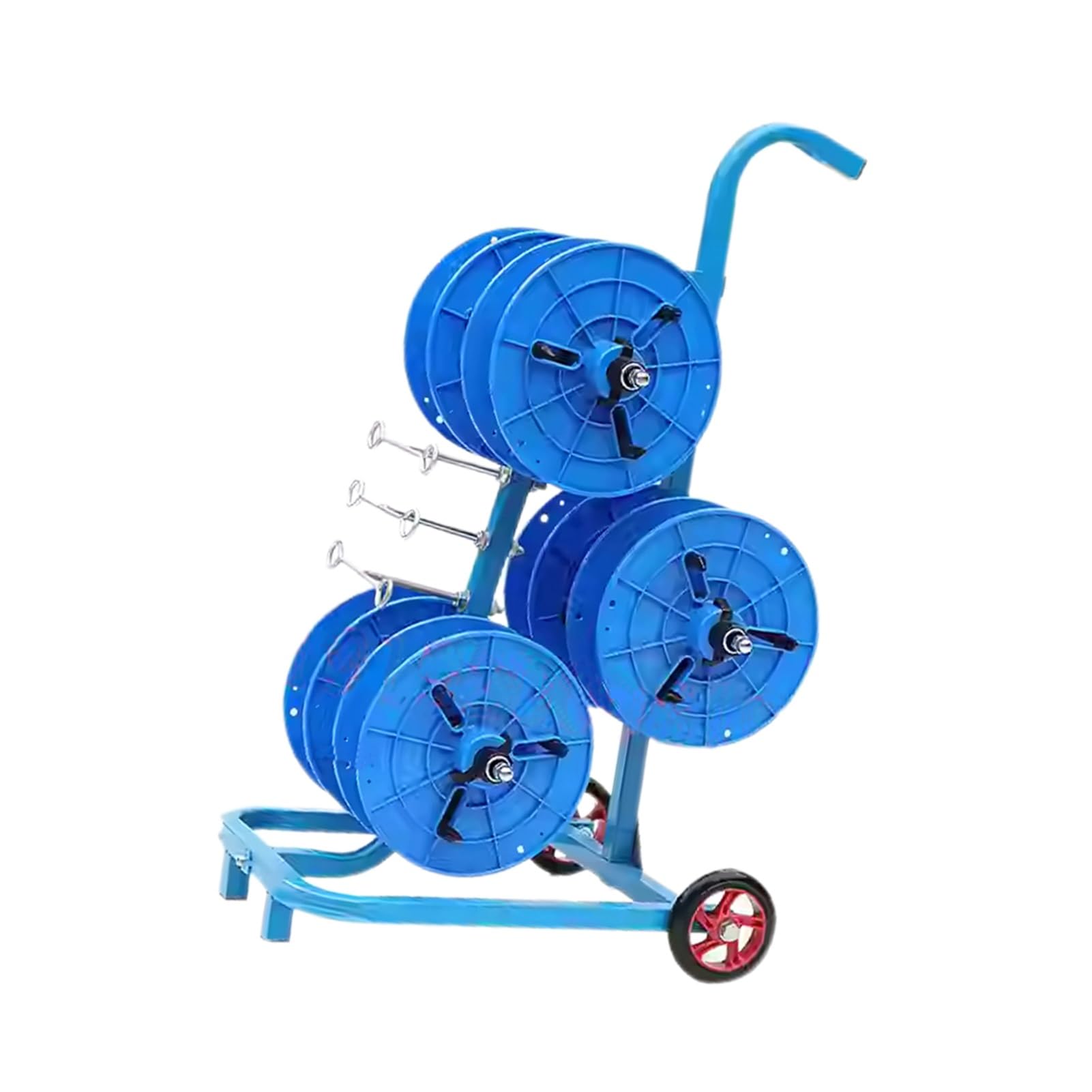 WDSOPK Wire Spool Rack with Wheels,Multi-Spool Wire Rack Dispenser,3 Rods Heavy Duty Wire Spool Cart,Automotive Wiring Storage (Blue 3 Rods Wire)