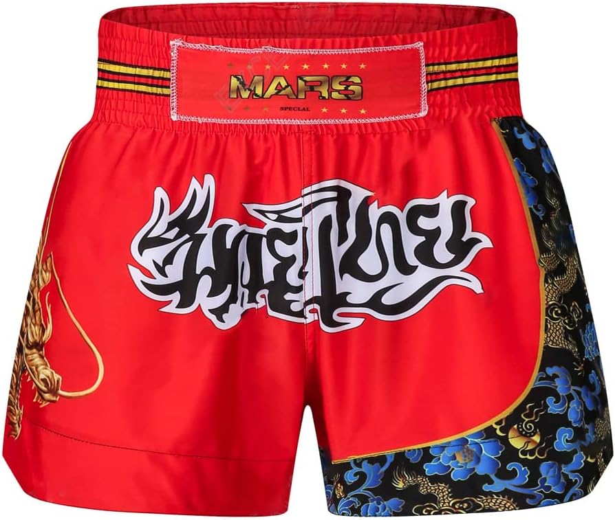 O2TEE Unisex 3'' High Waisted Muay Thai Shorts Combat Fight MMA Boxer Boxing Trunks