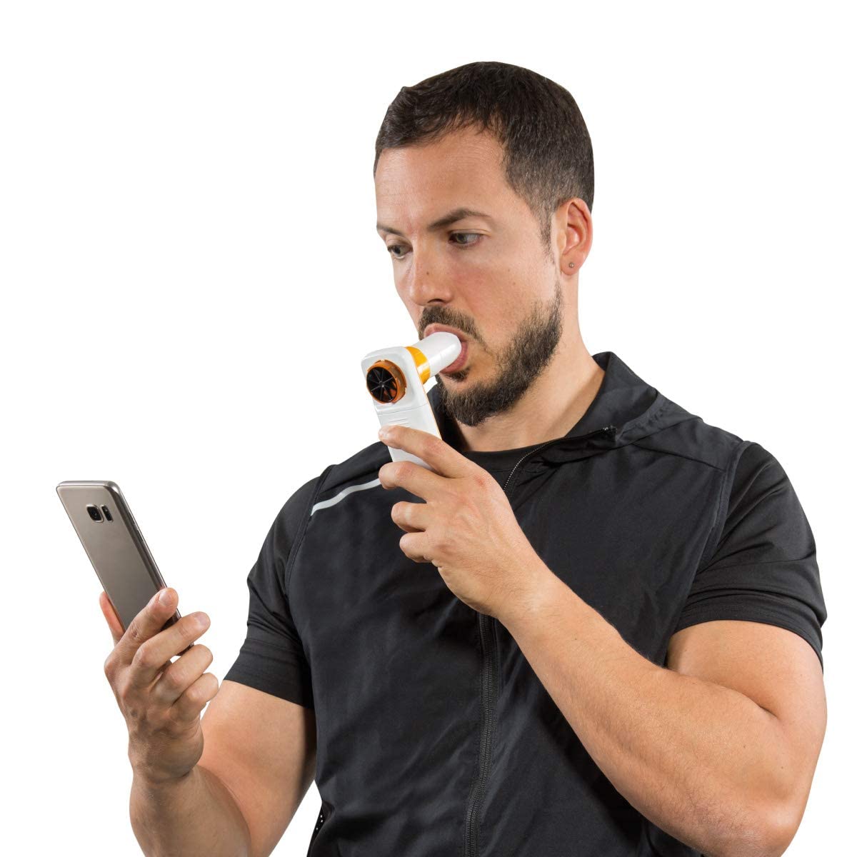 MIR - SMART ONE, PEF Picco di Flusso Espiratorio e FEV1 Volume Forzato Espirato in un Secondo, Wireless, Portatile, Bluetooth, Età Pediatrica ed Adulti, per Uso Domestico, Batterie AAA incluse