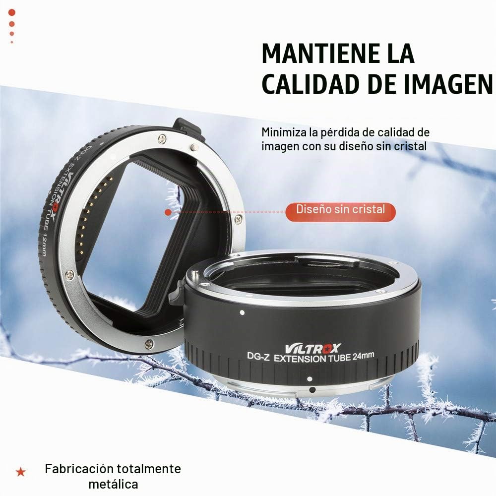 VILTROX DG-Z Tubo de Extensión Macro de Enfoque Automático con Montura de Metal Anillo Adaptador para Nikon Z-Mount Cámara Z5 Z50 Z6 Z6II Z7 Z7II