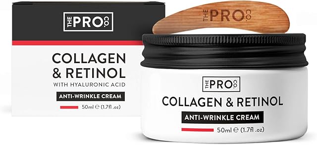 Collagen, Retinol & Hyaluronic Acid Face Cream For Women  Anti Wrinkle - Vegan Friendly & PETA Approved  Anti Aging Day & Night Cream - 50ml with Wooden Spatula - Made in The UK by The Pro Co.