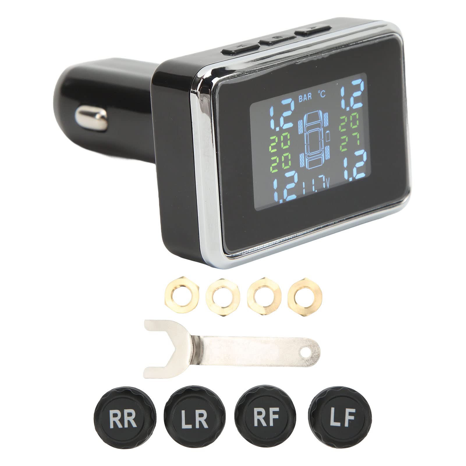 Di Monitoraggio Pressione Pneumatici TPMS per Camion e con Schermo HD Segnale Stabile Distanza Ricezione Lunga Output USB Alimentazione DC 12V