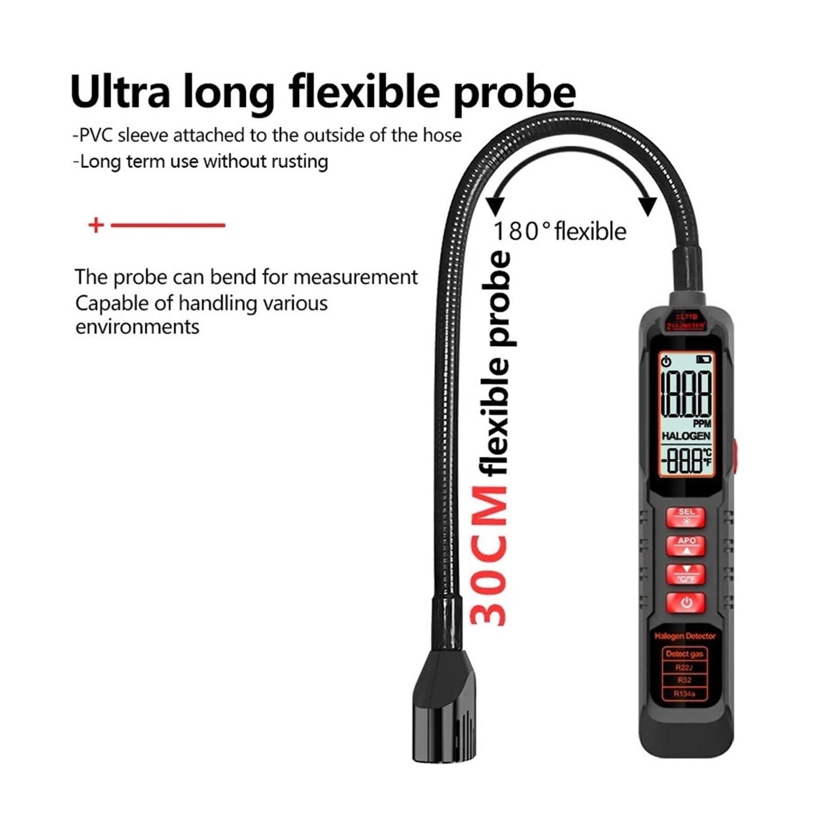 Detektor gazu Detektor wycieku freonu o wysokiej czułości halogenu R22 R410A R134A R1234YF Gaz chłodniczy Tester klimatyzacji HVAC do pracy i domu(GL77A)