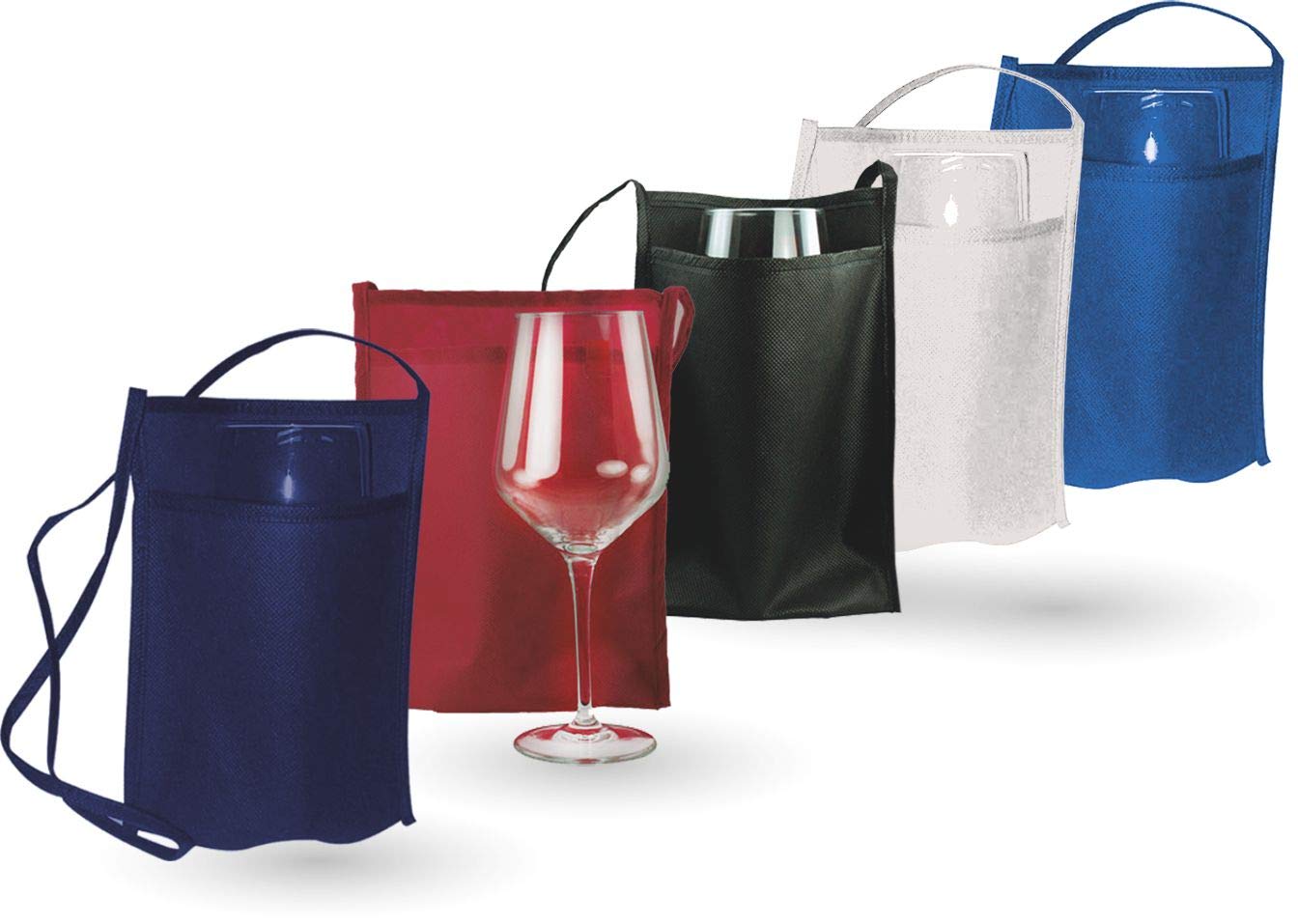 Tasca Portabicchiere in TNT. Bicchiere non incluso. Bianco - Blu Navy - Blu Royal - Nero - Bordeaux (50pz) (Bordeaux)