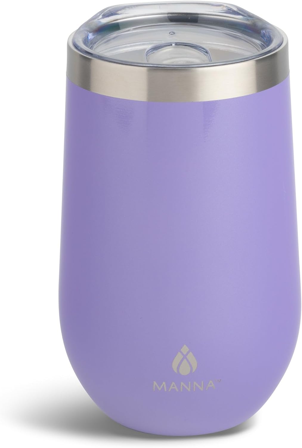 Manna Airén Double Wall Insulated Stainless Steel Stemless Wine Cup Tumbler with Splash-Proof Lid - 16 Oz - Purple
