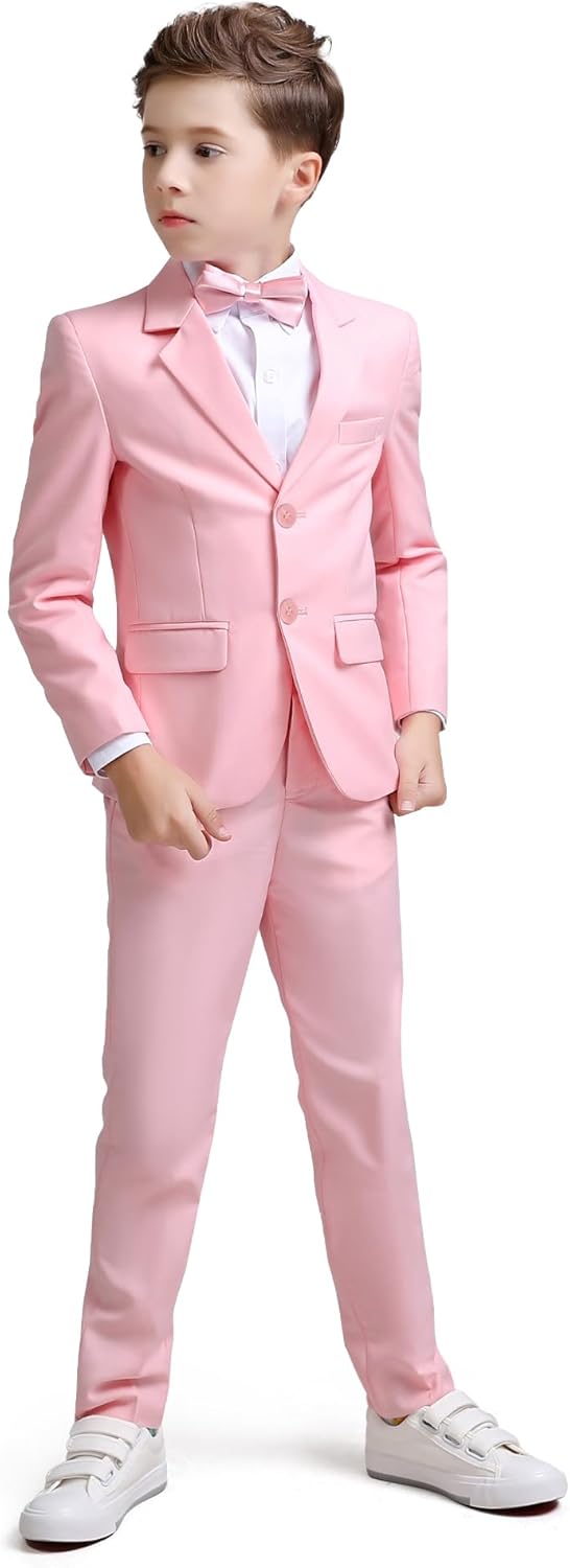 Boys Slim Fit Suit, Formal Tuxedo Dress Suit Set for Teenage Boy 5Pcs Toddler Suits... - Image 2